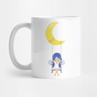 Stardust Fairy, Cute Fairy, Fairy On A Swing, Moon Mug